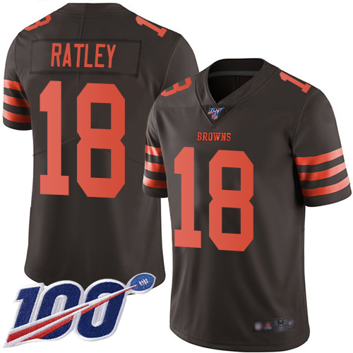 Cleveland Browns Damion Ratley Men Brown Limited Jersey 18 NFL Football 100th Season Rush Vapor Untouchable
